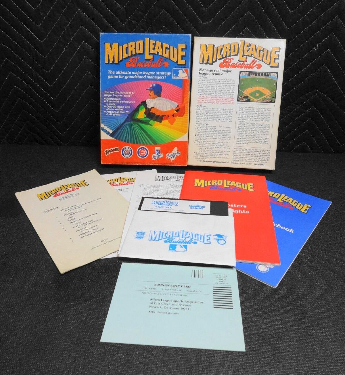 Micro League Baseball Commodore 64 C64 Game CIB