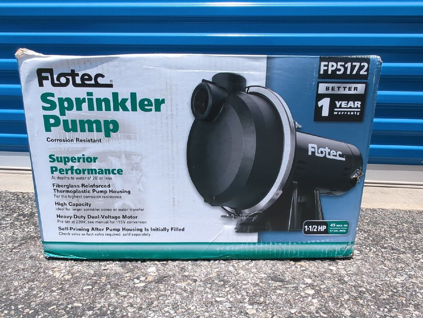 Flotec FP5172-08  - 67 GPM 1-1/2 HP Self-Priming Thermoplastic Sprinkler Pump