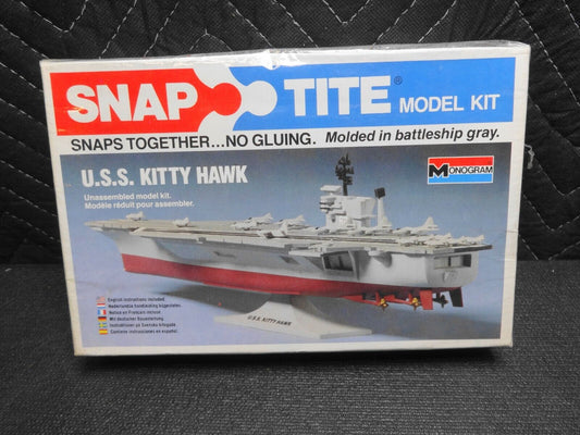 NOS Vintage 1979 Monogram Snap-Tite U.S.S. Kitty Hawk, SEALED - Model Kit #1020