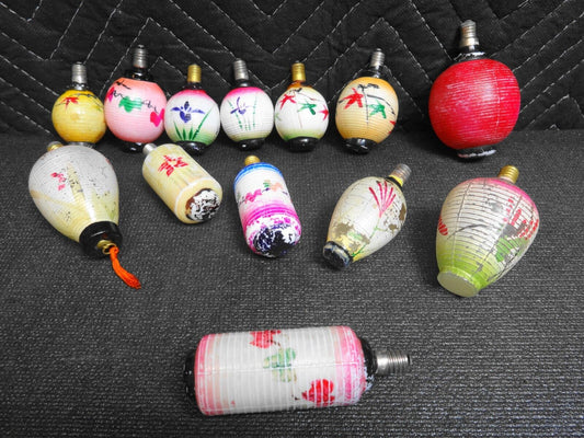 Vintage Christmas Milk Glass Light Bulb Chinese Lantern Made In Japan Lot of 13