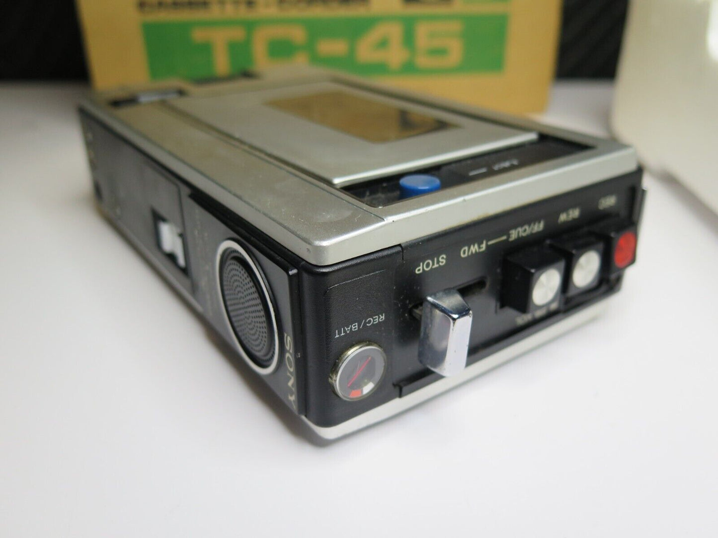 SONY TC-45 TAPE RECORDER CASSETTE PLAYER VINTAGE in Original Box w/ Manual