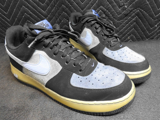 US Size 10.5 - Pair Nike Air Force 1 Low Blue Suede w Black Men's Athletic Shoes