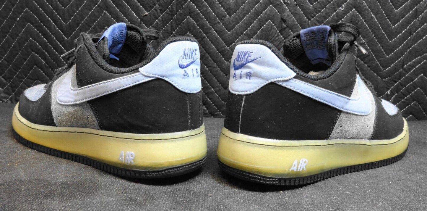 US Size 10.5 - Pair Nike Air Force 1 Low Blue Suede w Black Men's Athletic Shoes