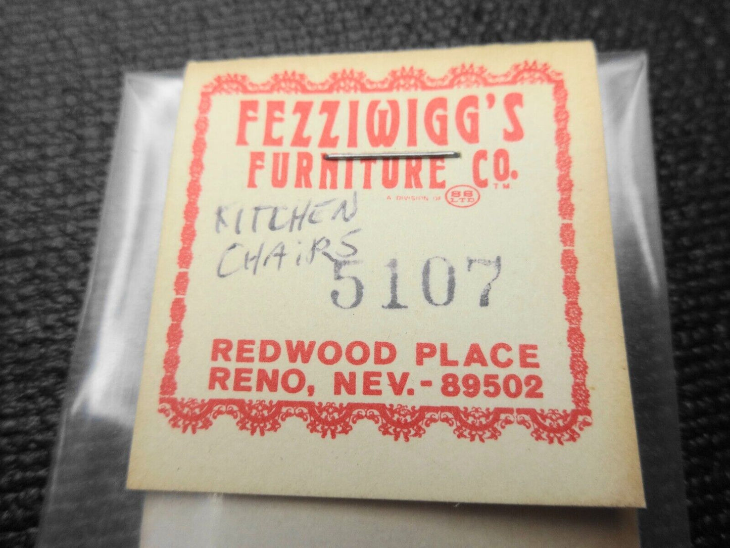 Vintage Fezziwigg's Furniture Co HO - Kitchen Chairs - Diecast 5107 NOS