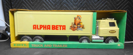 Vintage ERTL ALPHA BETA Semi Truck And Trailer Pressed Steel #3025 NMIB in Box