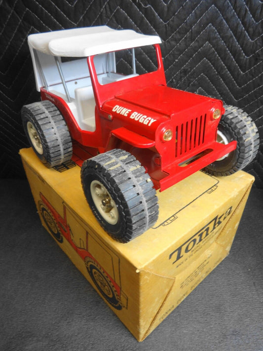 VINTAGE TONKA DUNE BUGGY PRESSED STEEL TOY 2445 RED JEEP WILLYS ORIGINAL BOX