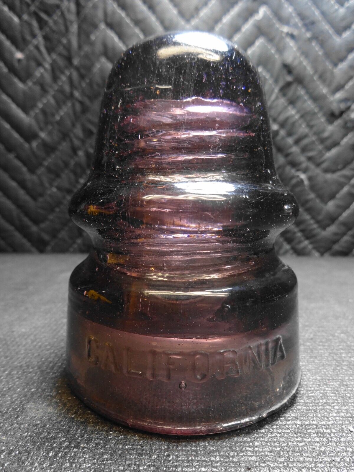 Dome Swirls California Glass Signal Insulator Telegraph Purple Plum Vtg