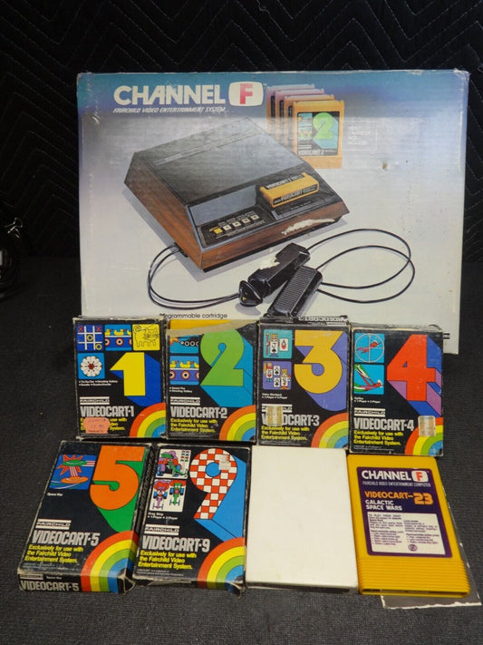 Fairchild Channel F Video Entertainment System And 8 Videocarts - Working