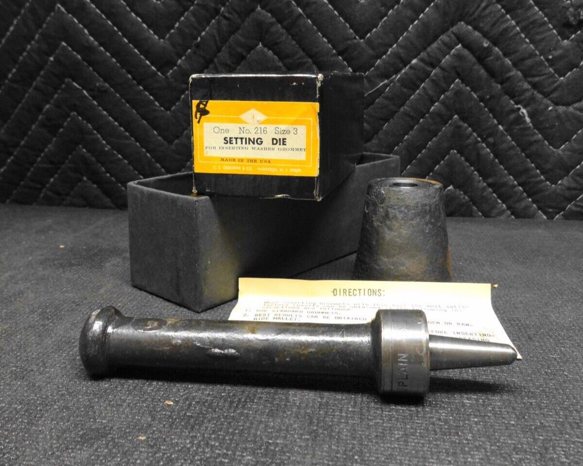 C.S. Osborne Plain Grommet Setting Die Anvil Set 216-3 Size #3 7/16" Inch USA