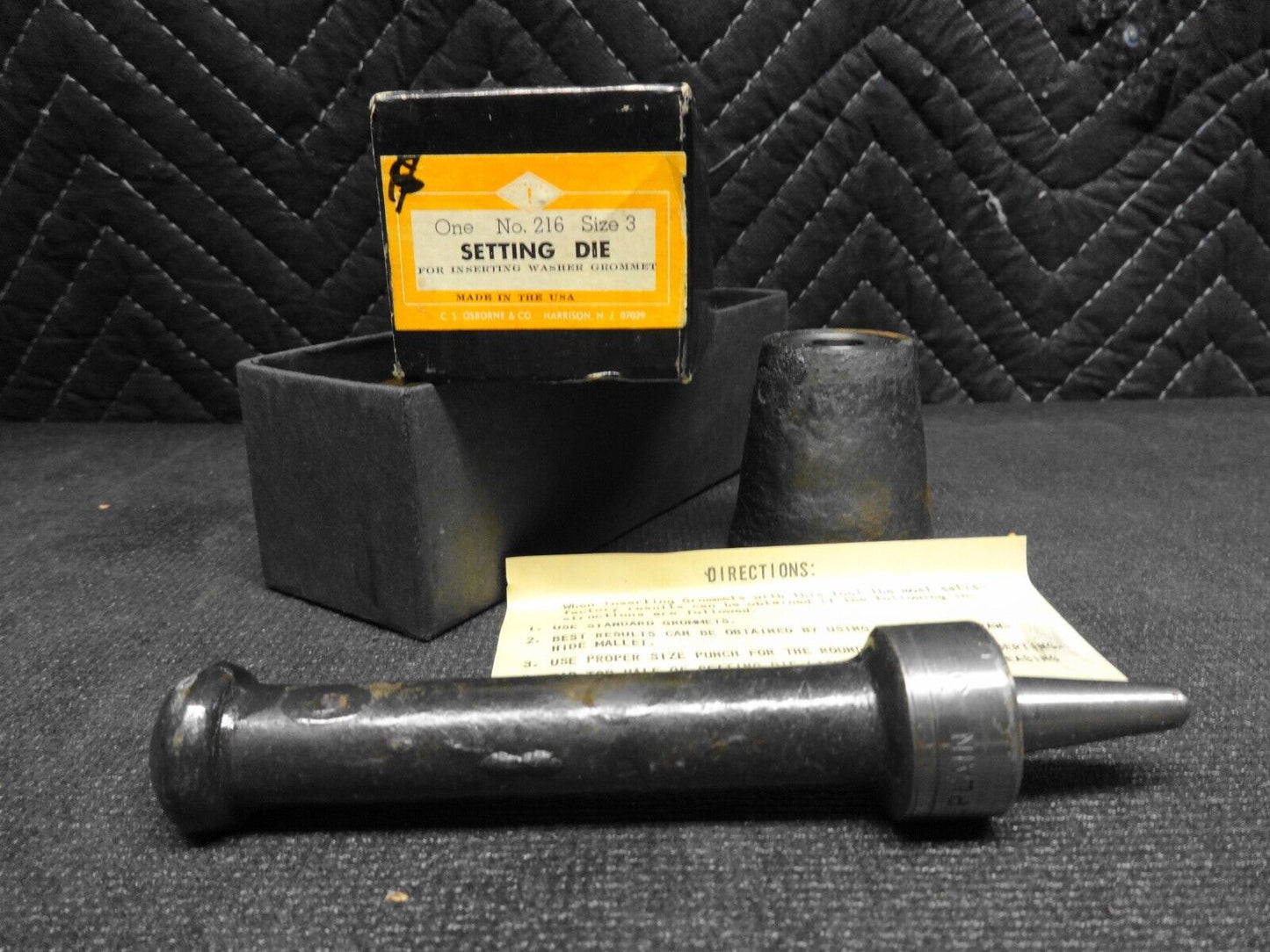 C.S. Osborne Plain Grommet Setting Die Anvil Set 216-3 Size #3 7/16" Inch USA