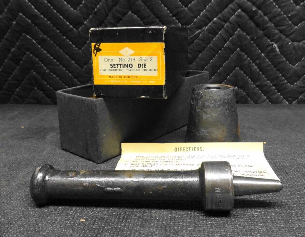 C.S. Osborne Plain Grommet Setting Die Anvil Set 216-3 Size #3 7/16" Inch USA