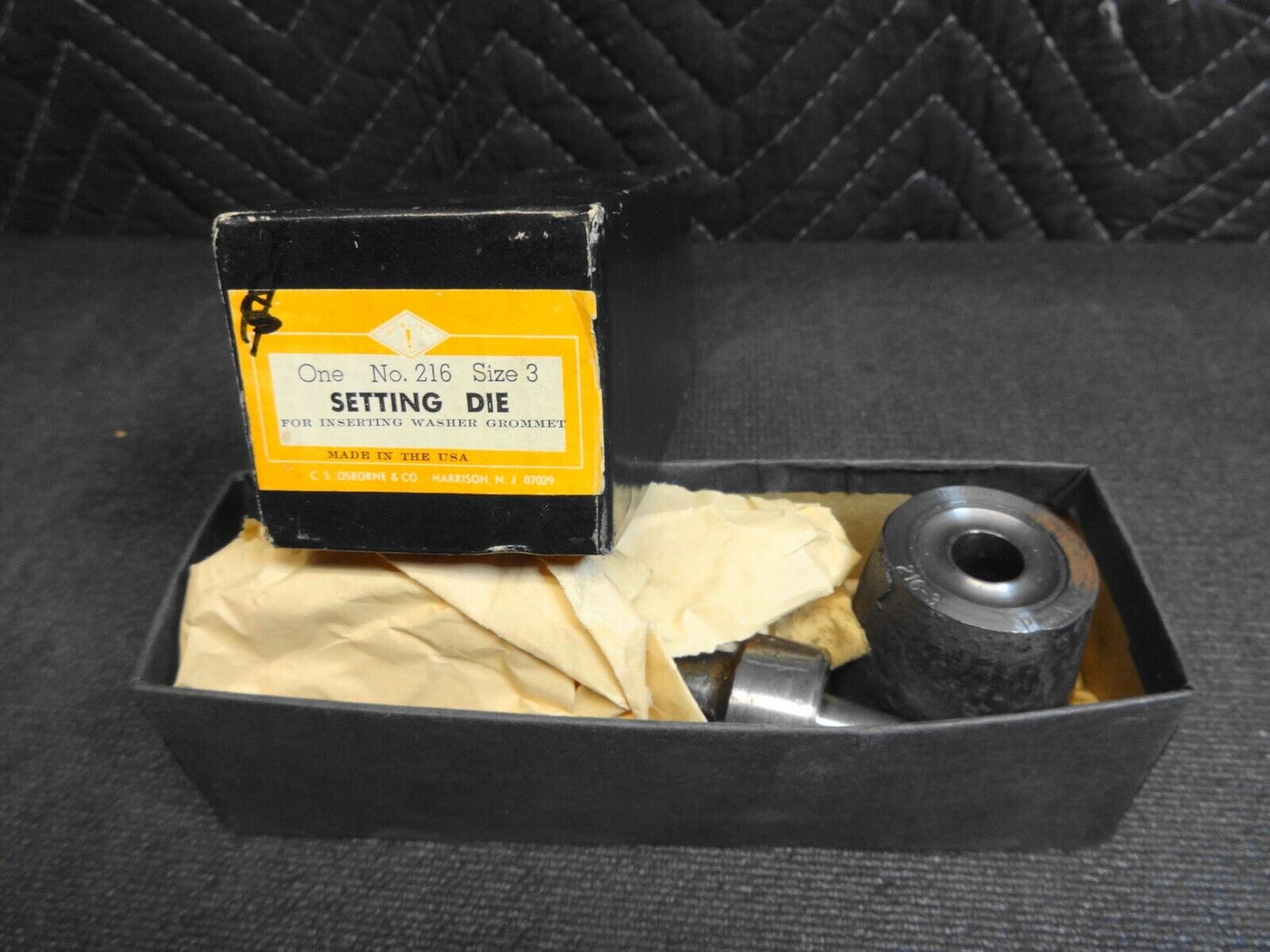 C.S. Osborne Plain Grommet Setting Die Anvil Set 216-3 Size #3 7/16" Inch USA