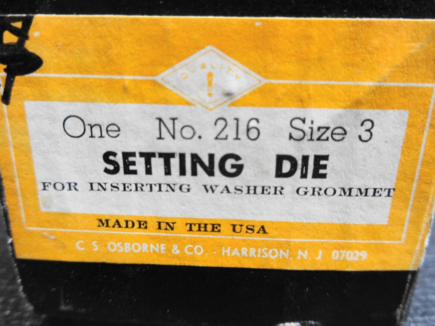 C.S. Osborne Plain Grommet Setting Die Anvil Set 216-3 Size #3 7/16" Inch USA