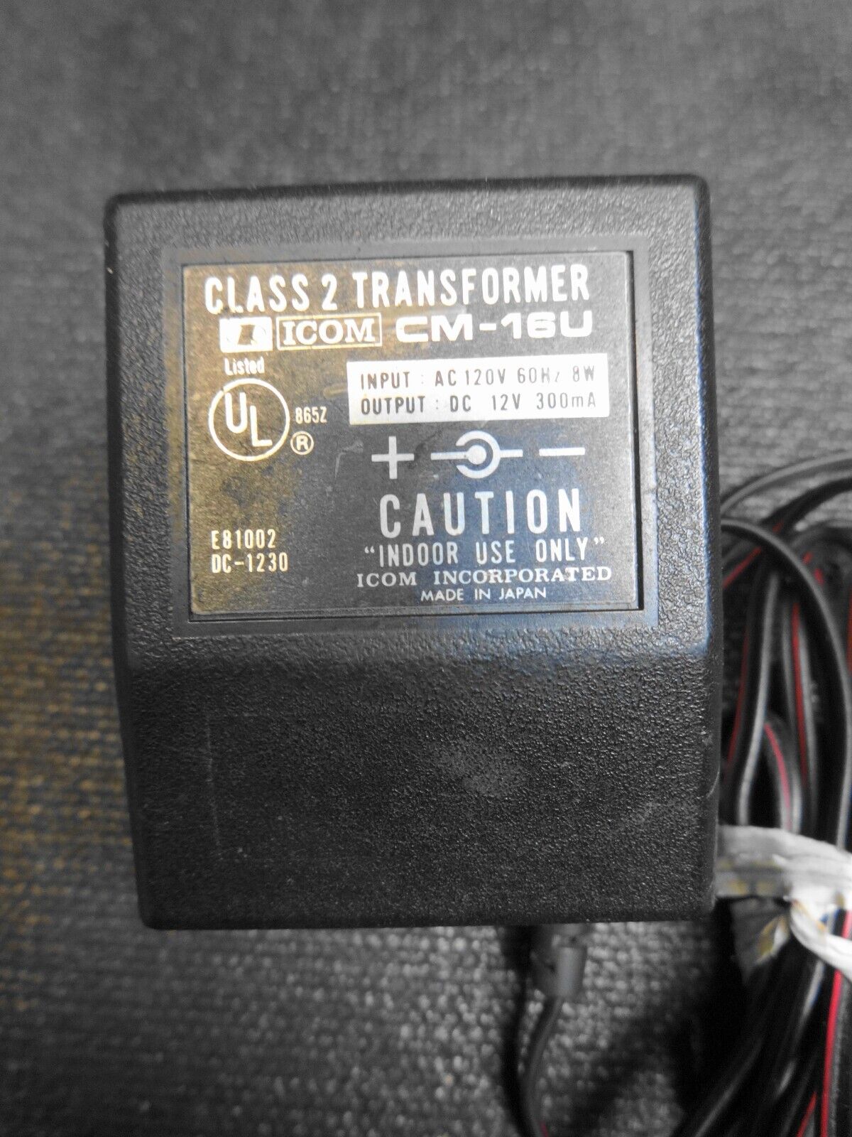 Genuine iCom DC-1230 CM-16U 12V 300mA Power Supply