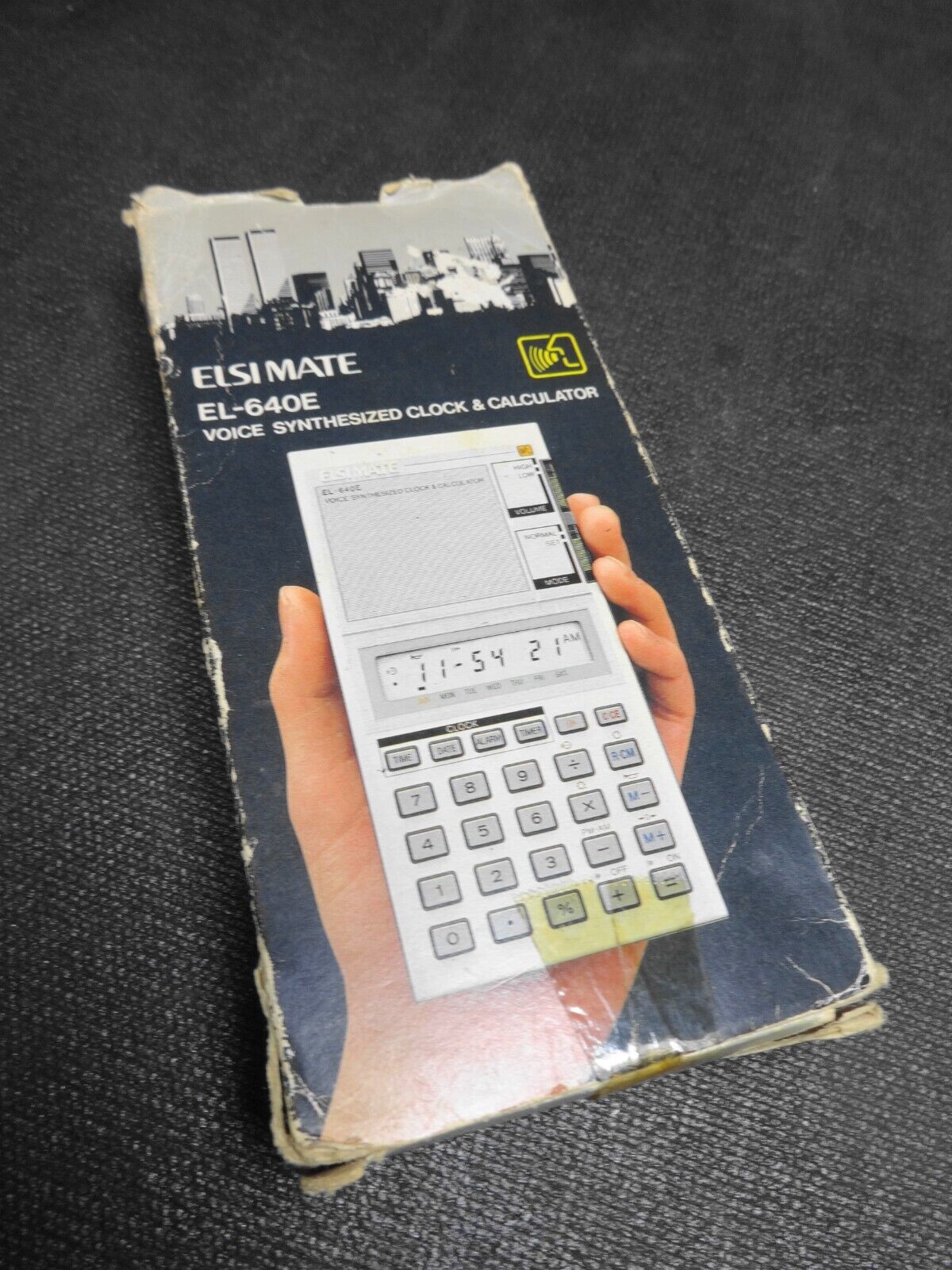 Sharp Elsimate Elsi Mate EL-640E Voice Synthesized Clock Calculator, Manual, Box