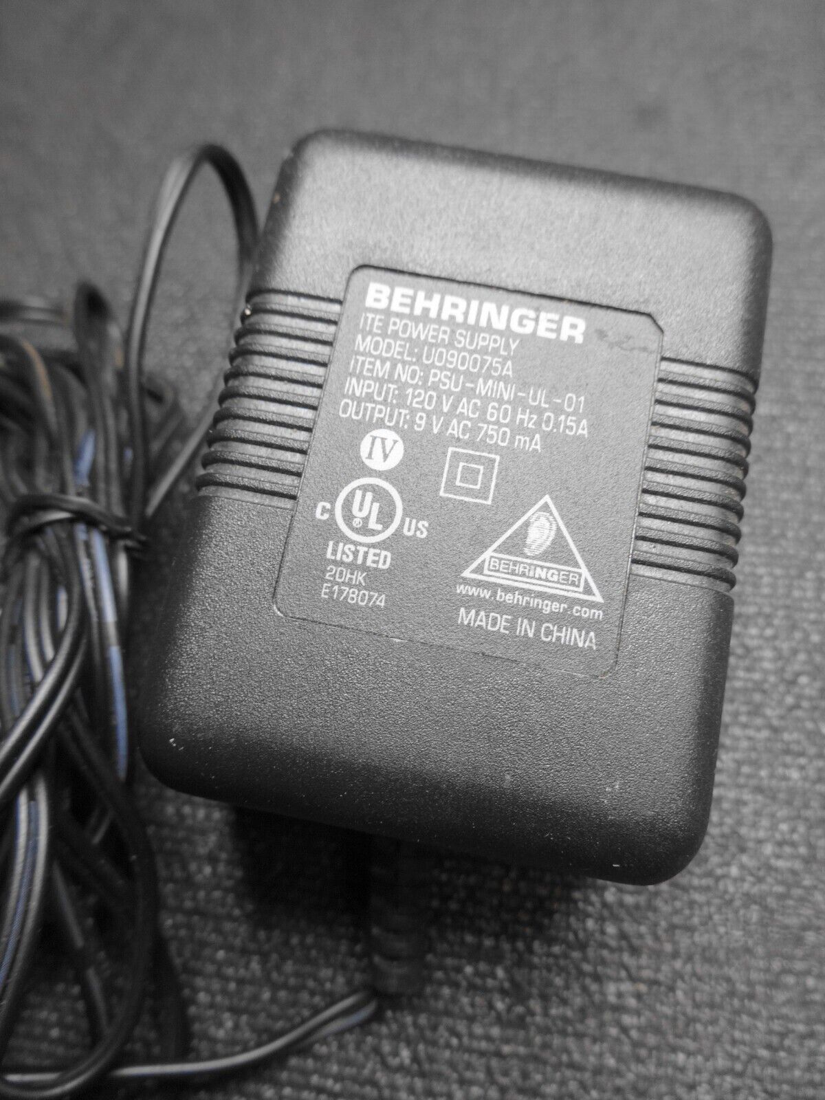 Behringer PSU11-UL U090075A Power Supply Pro NOX101 DJ Mixer - AC-AC Adapter