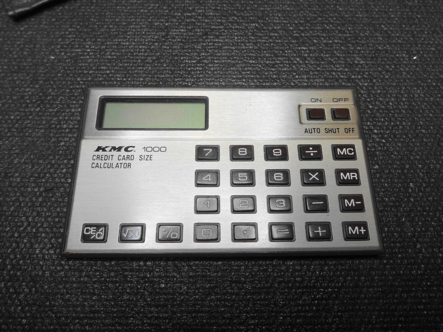 Vtg KMC 1000 Credit Card Size Calculator Thin Travel Size W Box, Manual, Pouch