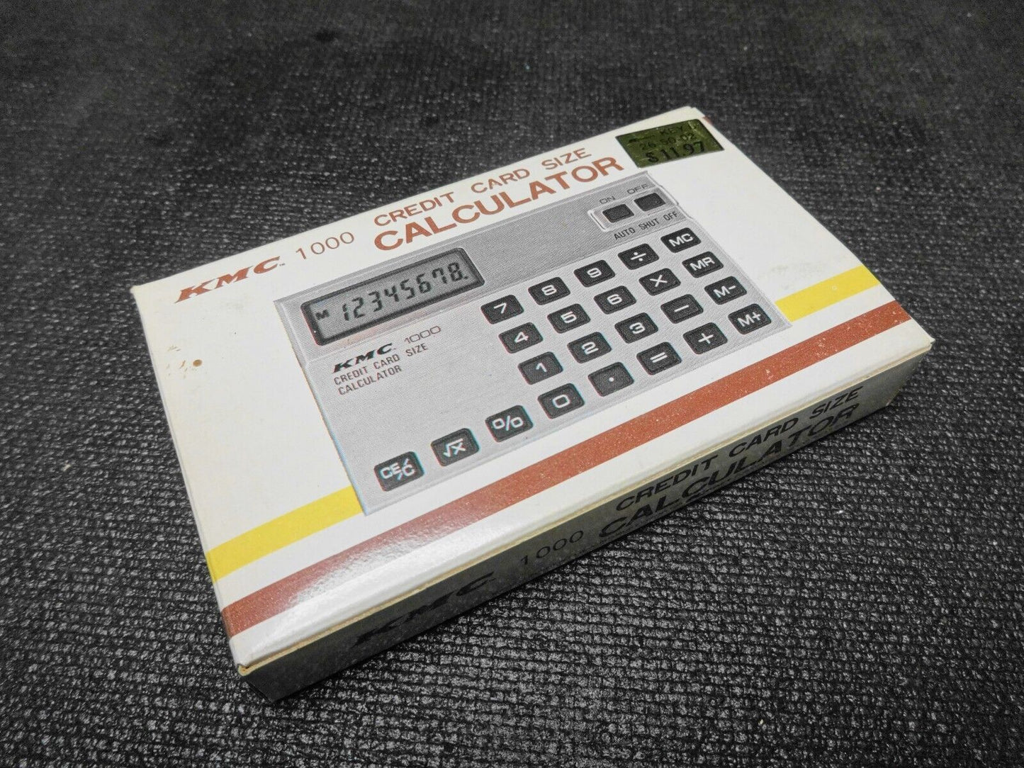 Vtg KMC 1000 Credit Card Size Calculator Thin Travel Size W Box, Manual, Pouch