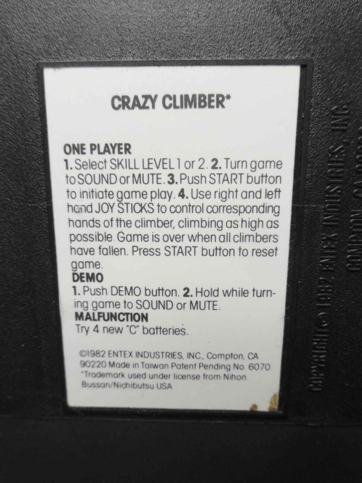 ENTEX Crazy Climber Vintage Electronic LED tabletop Arcade