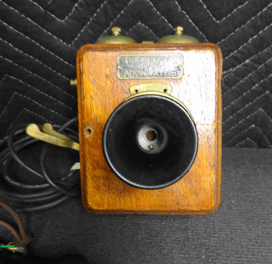 ANTIQUE DEVEAU APPARATUS OAK WALL TELEPHONE - Early 1900's