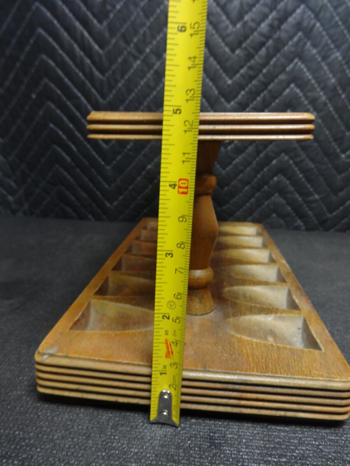 Vintage Tobacco Pipe Wood Rack Stand Holder 12 Slot Solid Wood