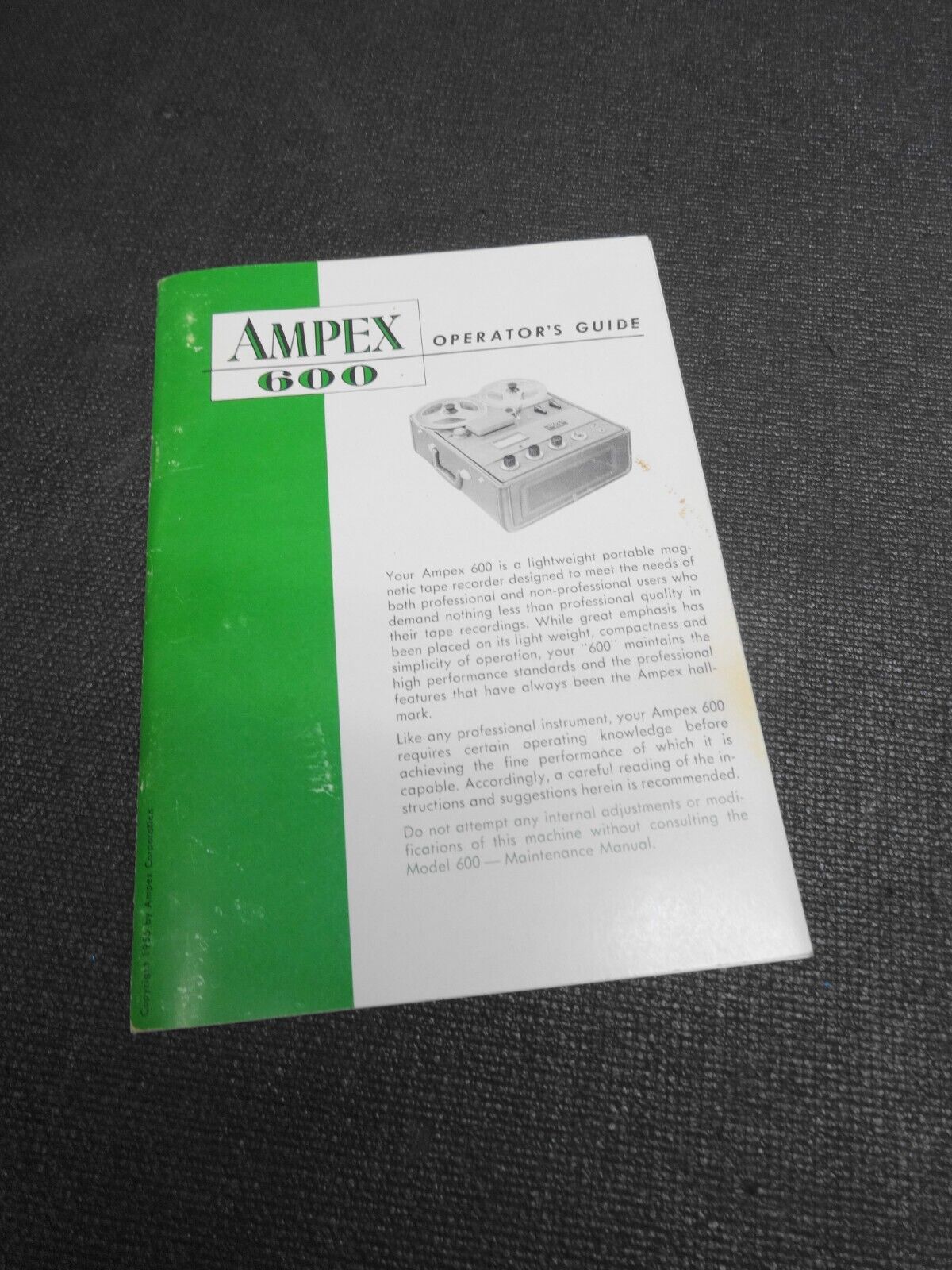 Ampex 600 Operator's Guide