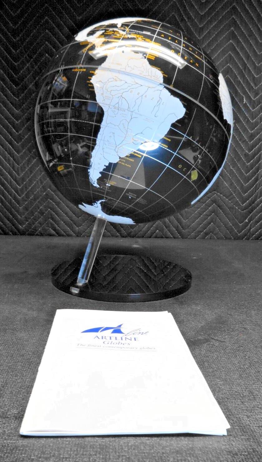 2006 ARTLINE GLOBES Onyx EarthSphere / Continental Acrylic Globe & Stand w/ COA