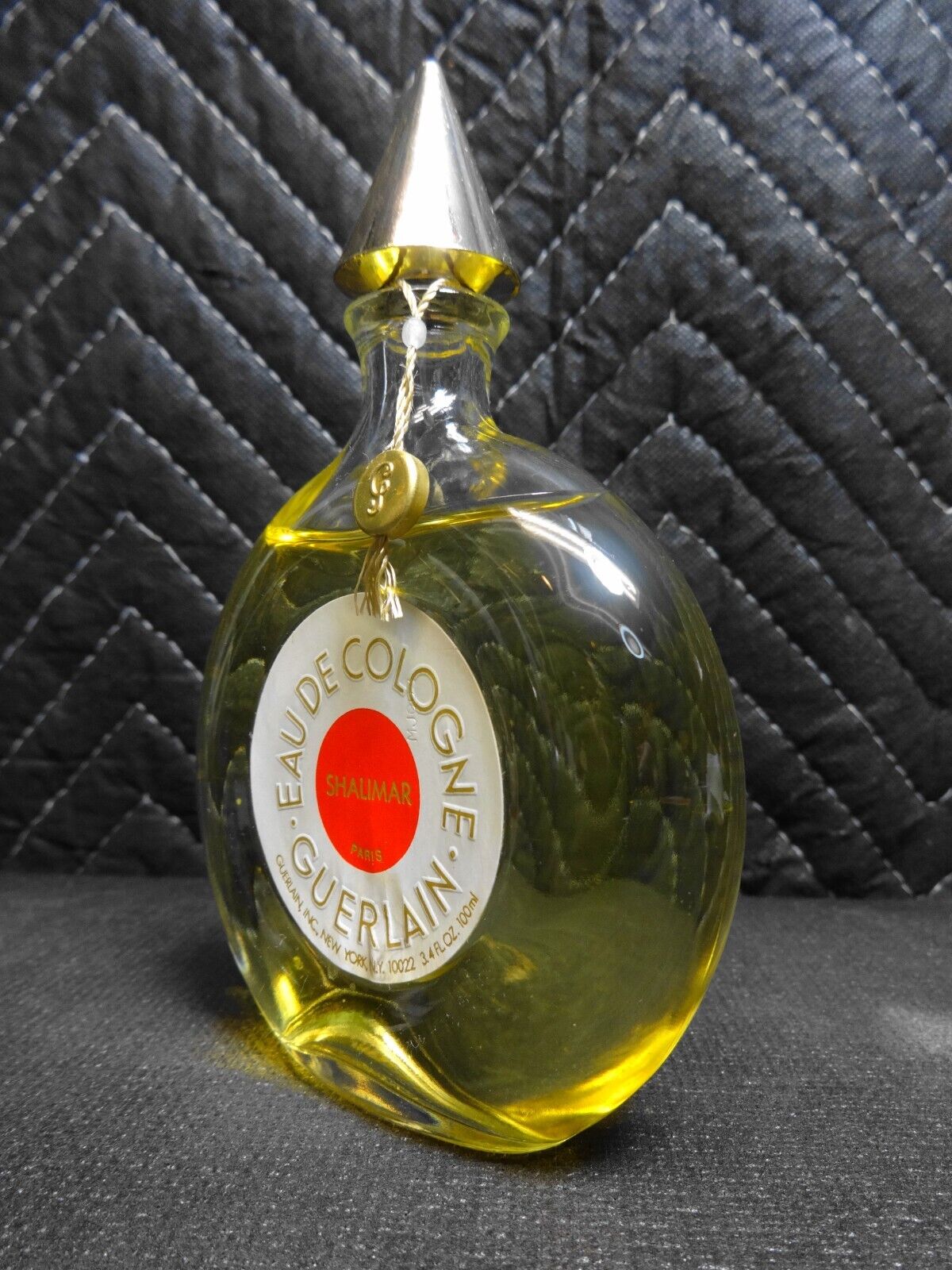 VTG 3.4 Oz. Guerlain Shalimar Eau de Cologne Sealed in Watch Bottle ~1980's