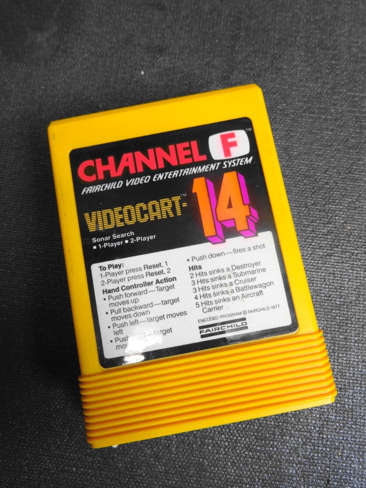 Fairchild Channel F Videocart 14 Video Game Cartridge Sonic Search with Box