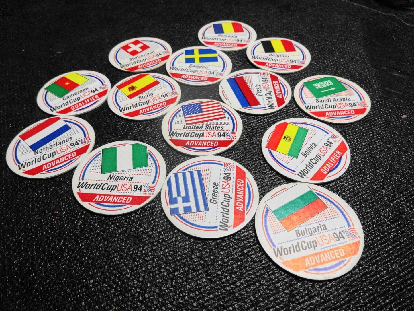 World Cup 1994 Soccer Pogs 14 in Lot USA, Spain, Russia, Sweden, Saudi Arabia